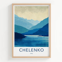 Chelenco Poster - Chile Travel Art - layered fjord vista Home Decor