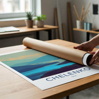 Chelenko Poster - Chile Scenic Art - Layered Mountain Waters Lounge Decor