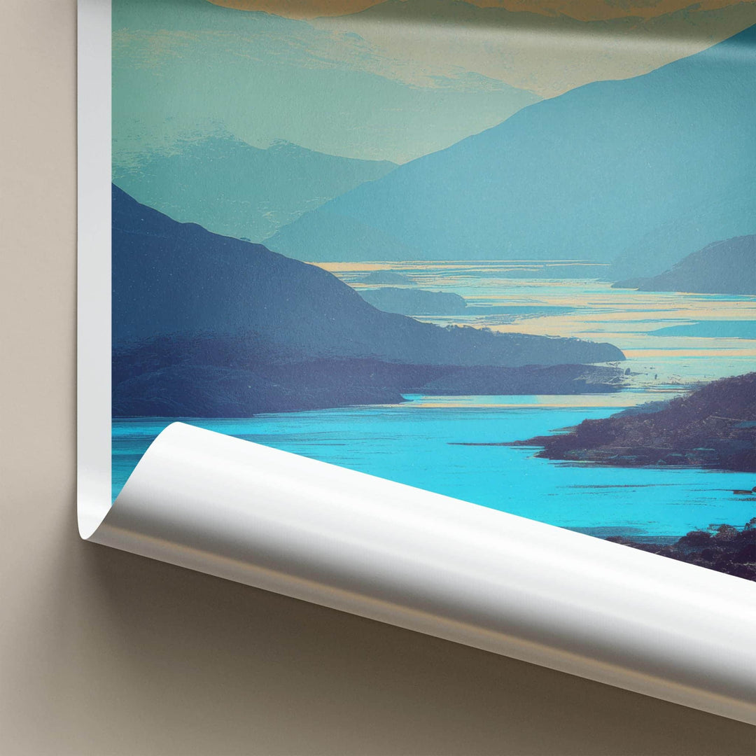Chelenko Poster - Chile Scenic Art - Layered Mountain Waters Lounge Decor
