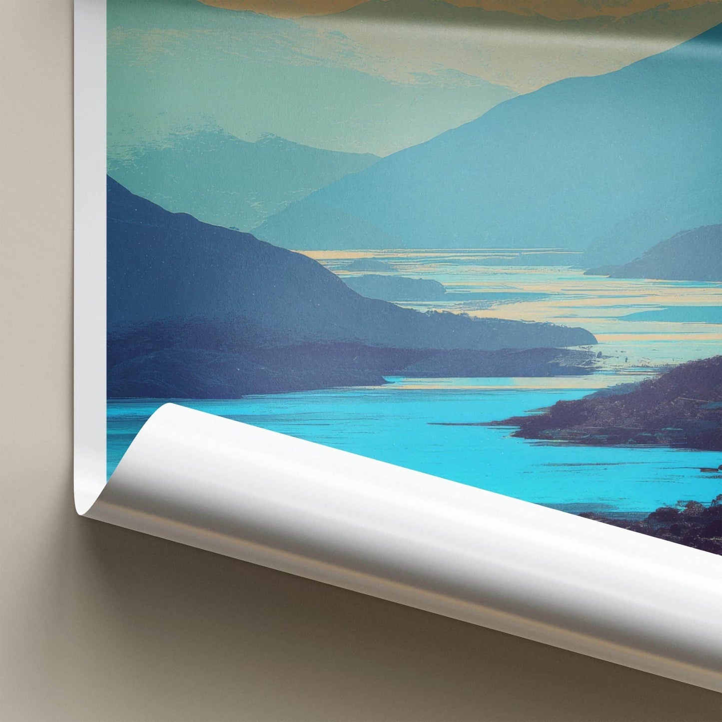 Chelenko Poster - Chile Scenic Art - Layered Mountain Waters Lounge Decor