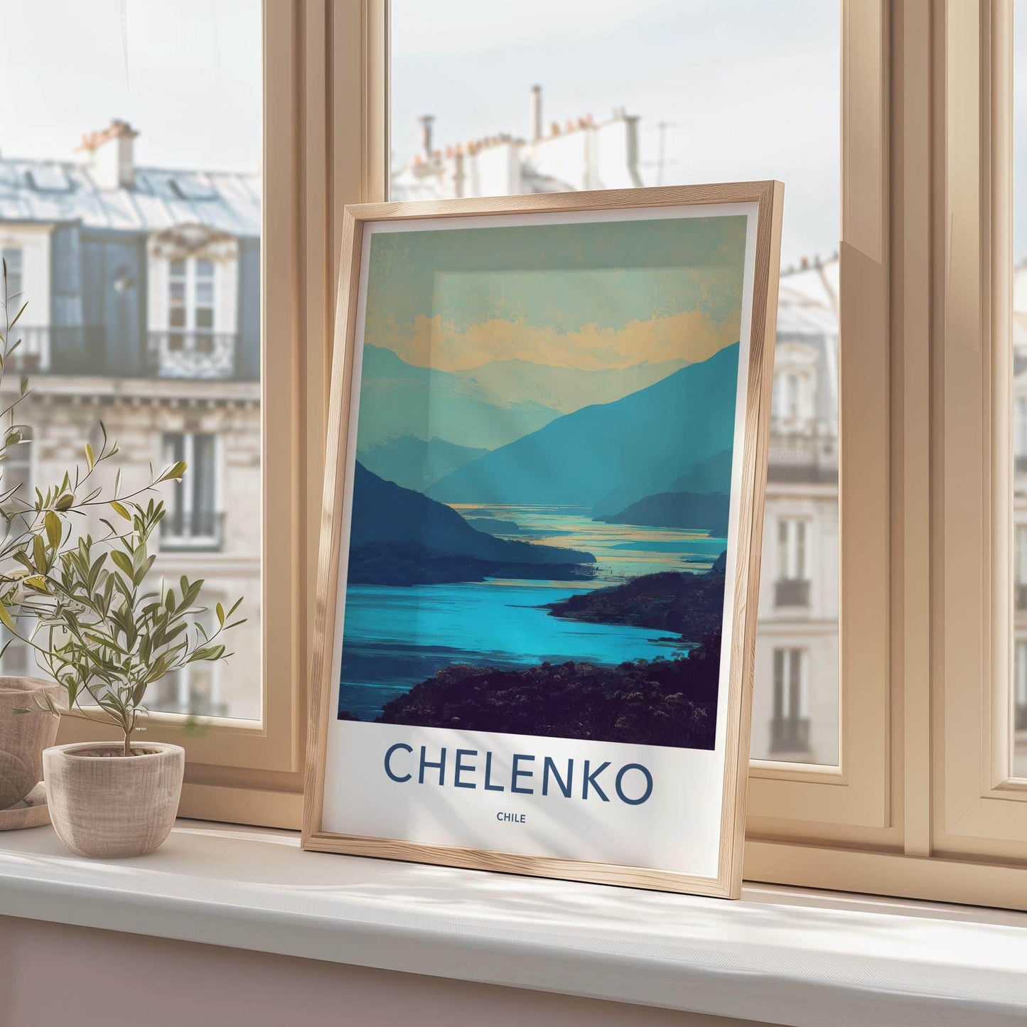 Chelenko Poster - Chile Scenic Art - Layered Mountain Waters Lounge Decor