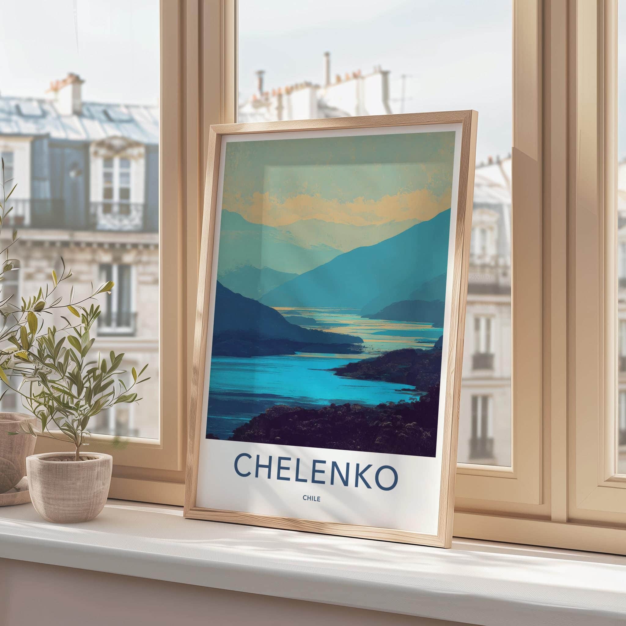 Chelenko Poster - Chile Scenic Art - Layered Mountain Waters Lounge Decor