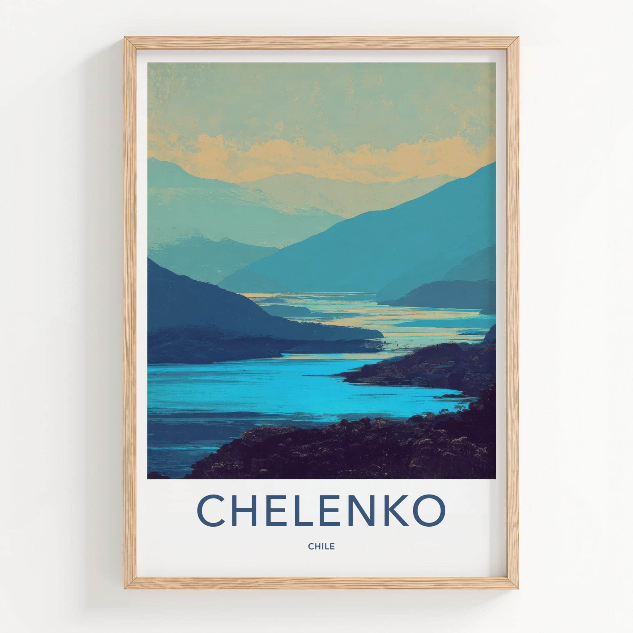 Chelenko Poster - Chile Scenic Art - Layered Mountain Waters Lounge Decor