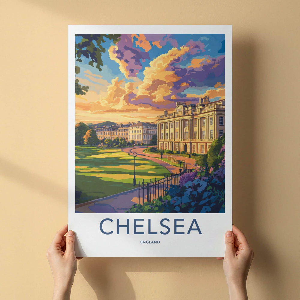 Chelsea Poster - England Travel Art - Grand Estate Sunset Home Decor