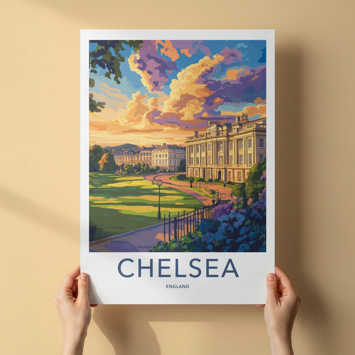 Chelsea Poster - England Travel Art - Grand Estate Sunset Home Decor