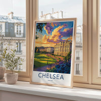 Chelsea Poster - England Travel Art - Grand Estate Sunset Home Decor
