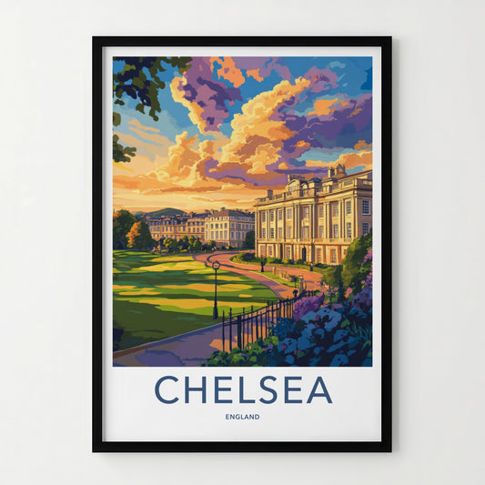 Chelsea Poster - England Travel Art - Grand Estate Sunset Home Decor