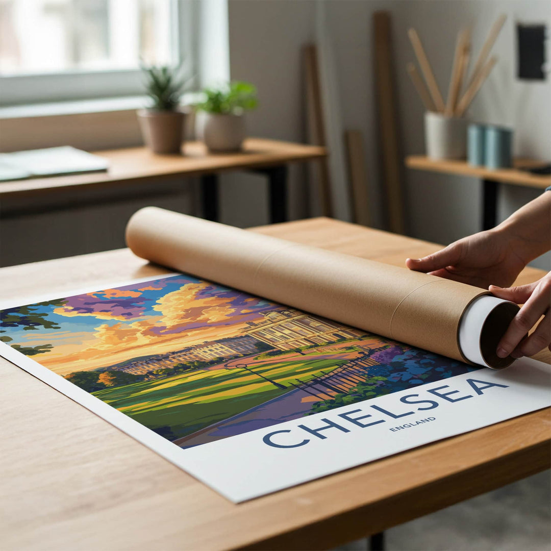 Chelsea Poster - England Travel Art - Grand Estate Sunset Home Decor