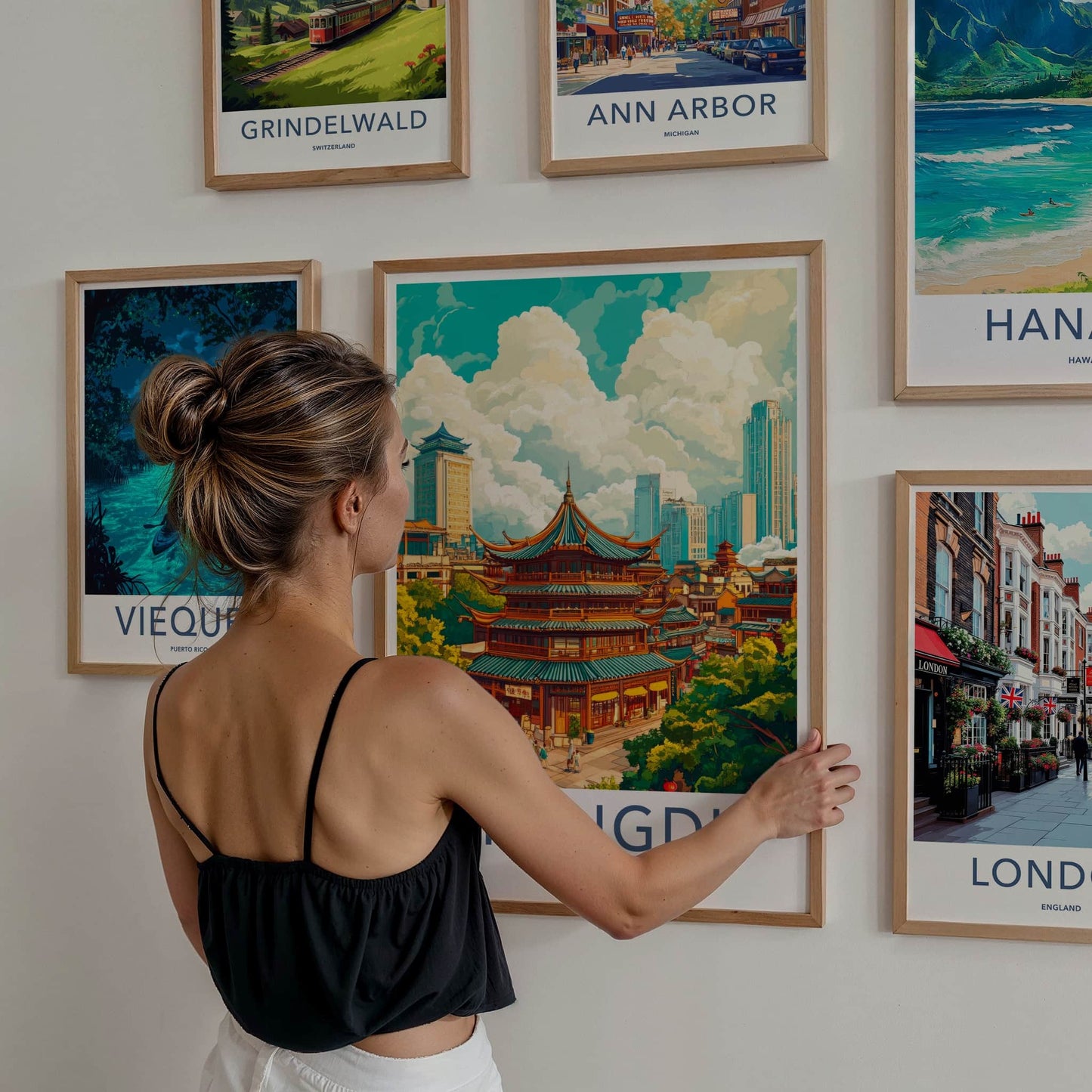 Chengdu Poster - China Travel Art - Historic Pagoda Skyscrapers Home Decor