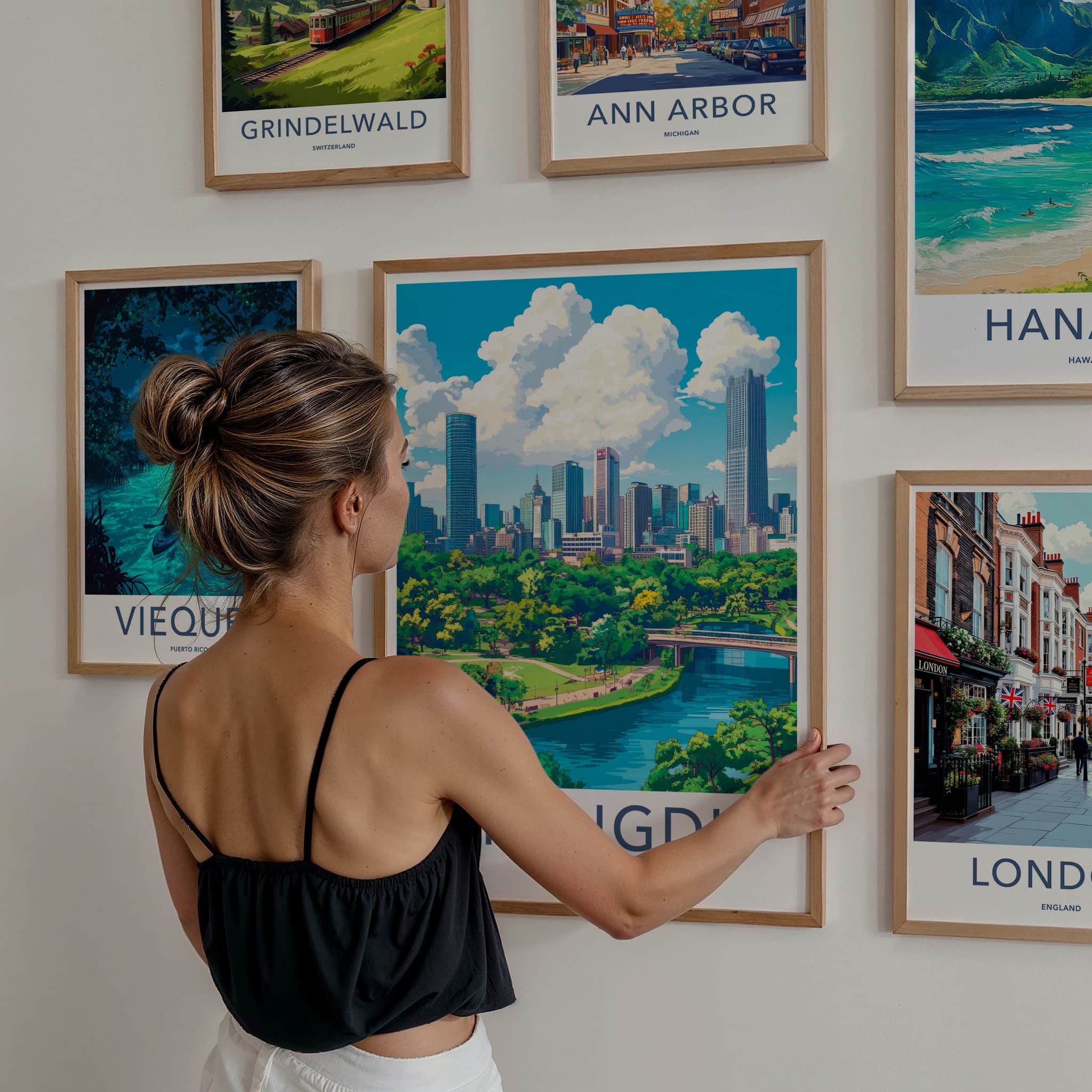 Chengdu Poster - China Travel Art - Skyscrapers River Park Home Decor