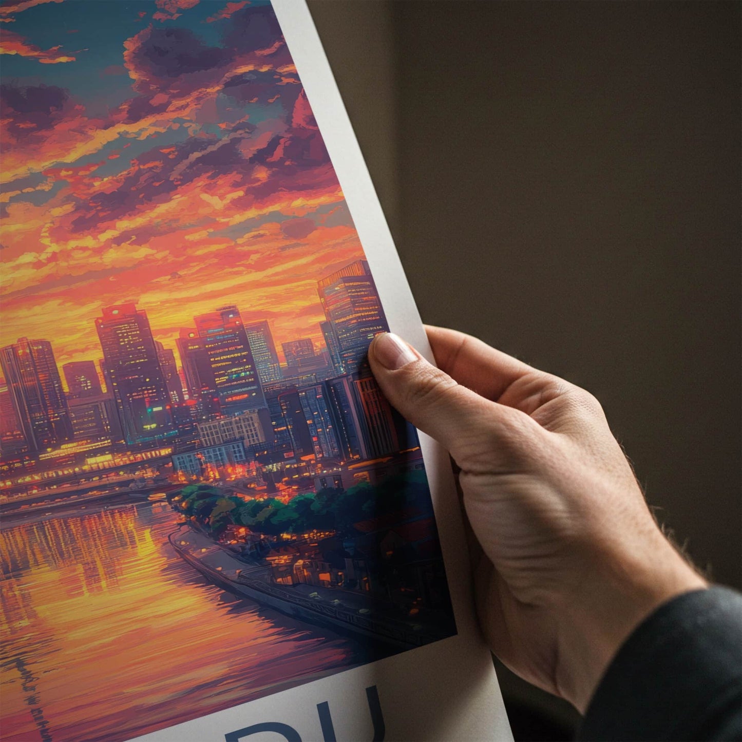 Chengdu Poster - China Travel Art - Vibrant City Sunset Home Decor