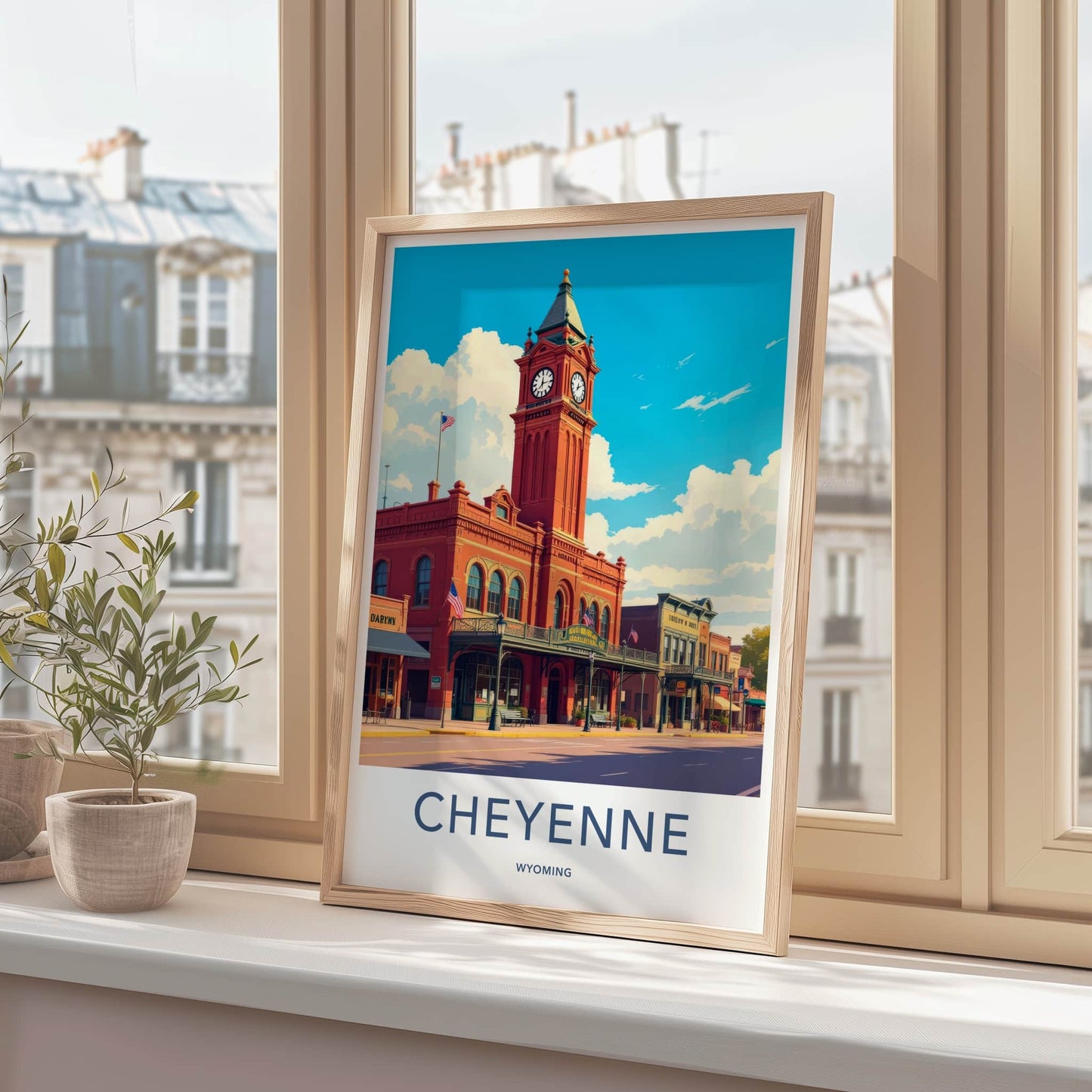 Cheyenne Poster - Wyoming Wall Art - Historic Clock Tower Home Decor