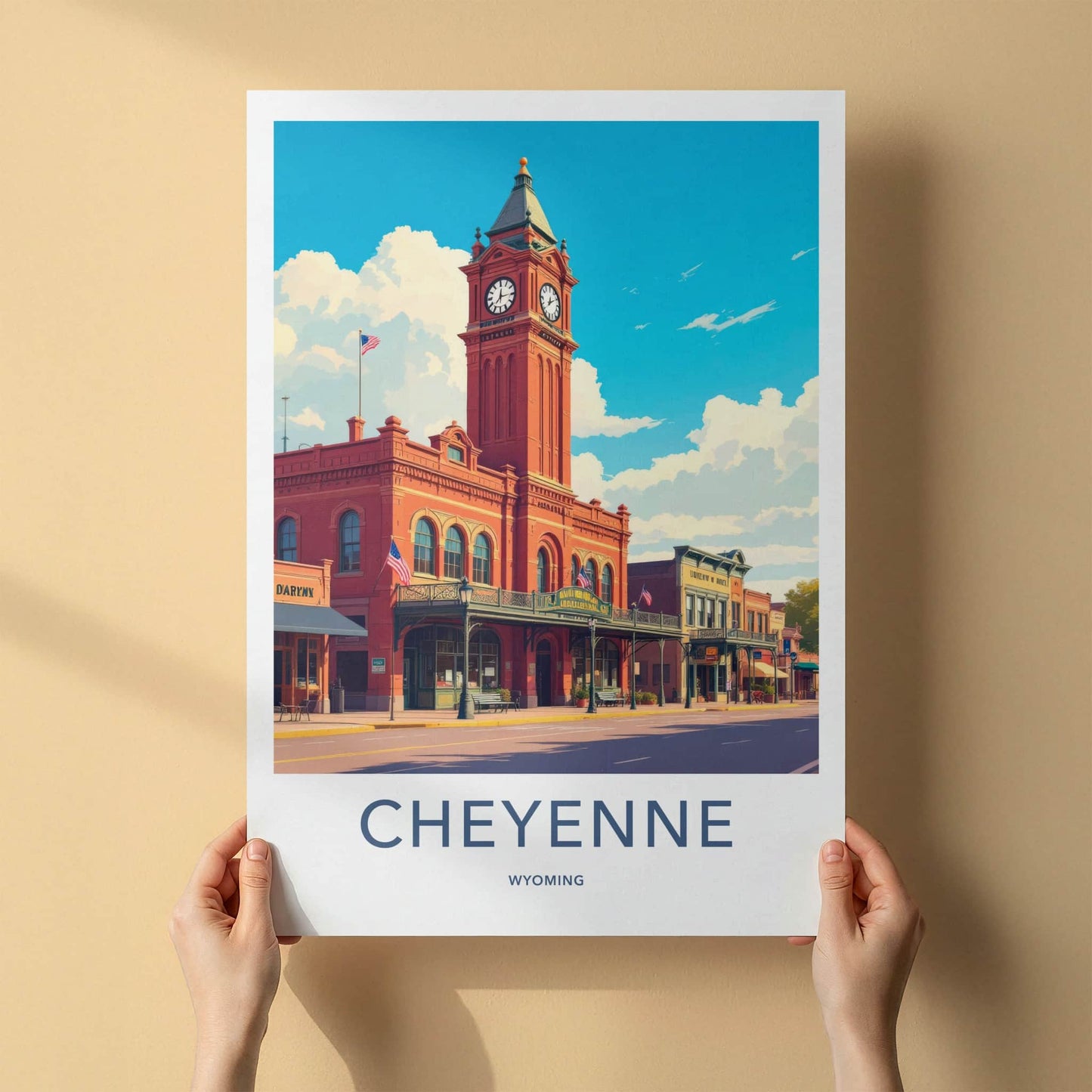 Cheyenne Poster - Wyoming Wall Art - Historic Clock Tower Home Decor