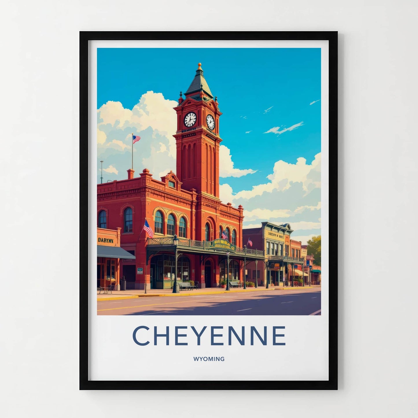 Cheyenne Poster - Wyoming Wall Art - Historic Clock Tower Home Decor