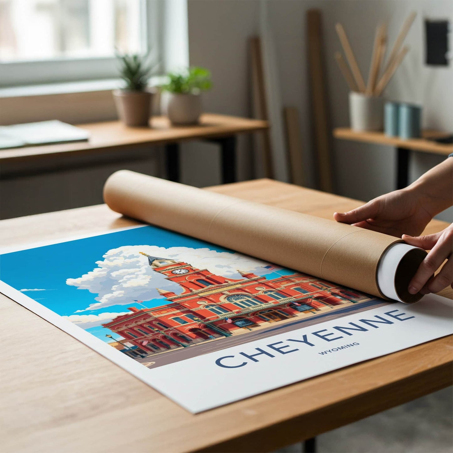 Cheyenne Poster - Wyoming Wall Art - Historic Red Clocktower Home Decor