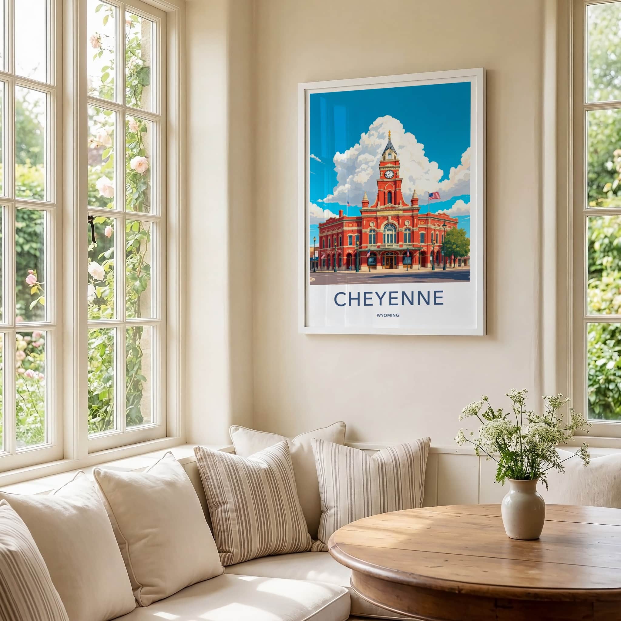 Cheyenne Poster - Wyoming Wall Art - Historic Red Clocktower Home Decor