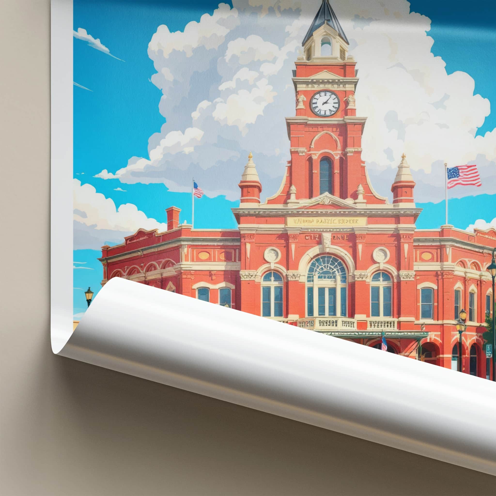 Cheyenne Poster - Wyoming Wall Art - Historic Red Clocktower Home Decor