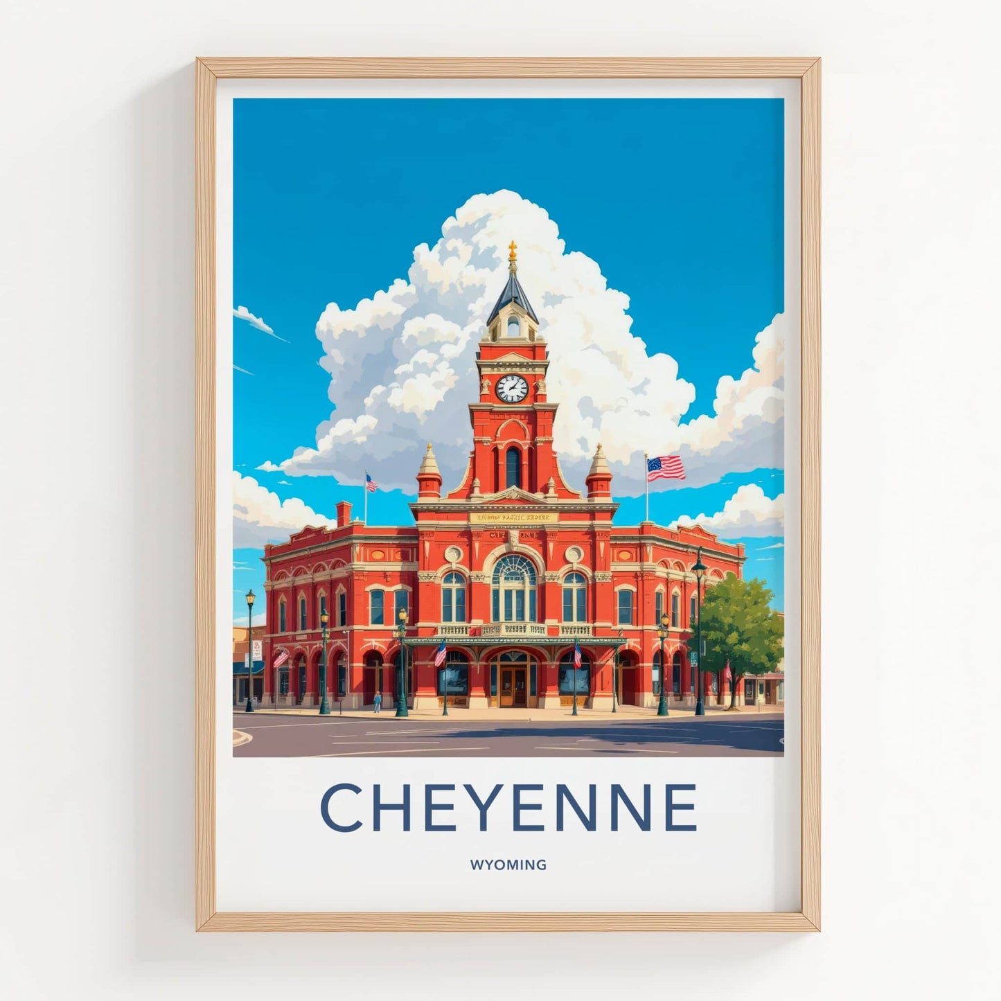 Cheyenne Poster - Wyoming Wall Art - Historic Red Clocktower Home Decor
