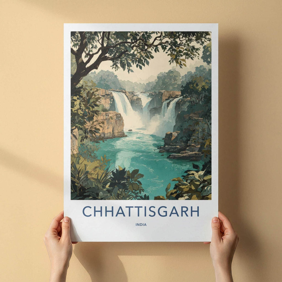 Chhattisgarh Poster - India Art Print - Chhattisgarh Lush Falls Wall Decor