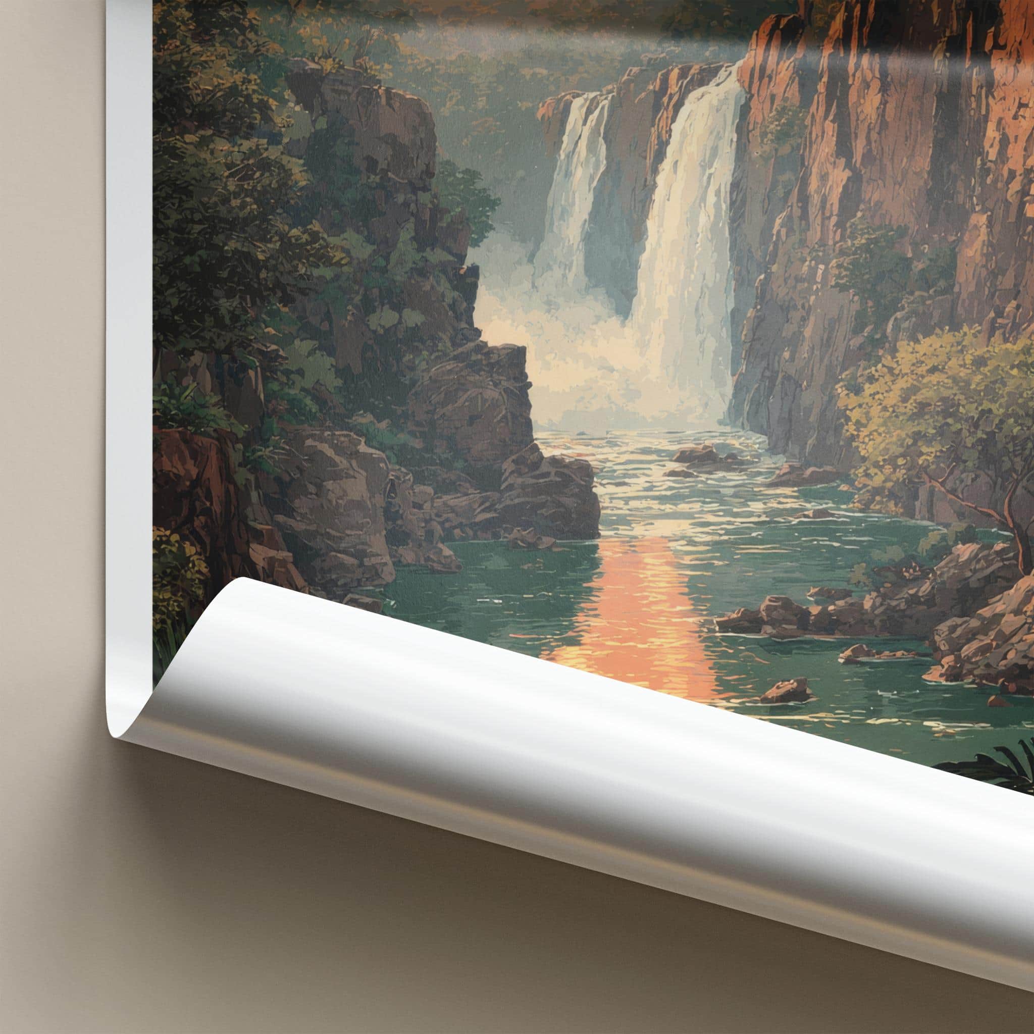 Chhattisgarh Poster - India Scenic Art - Chhattisgarh Sunset Falls Wall Decor