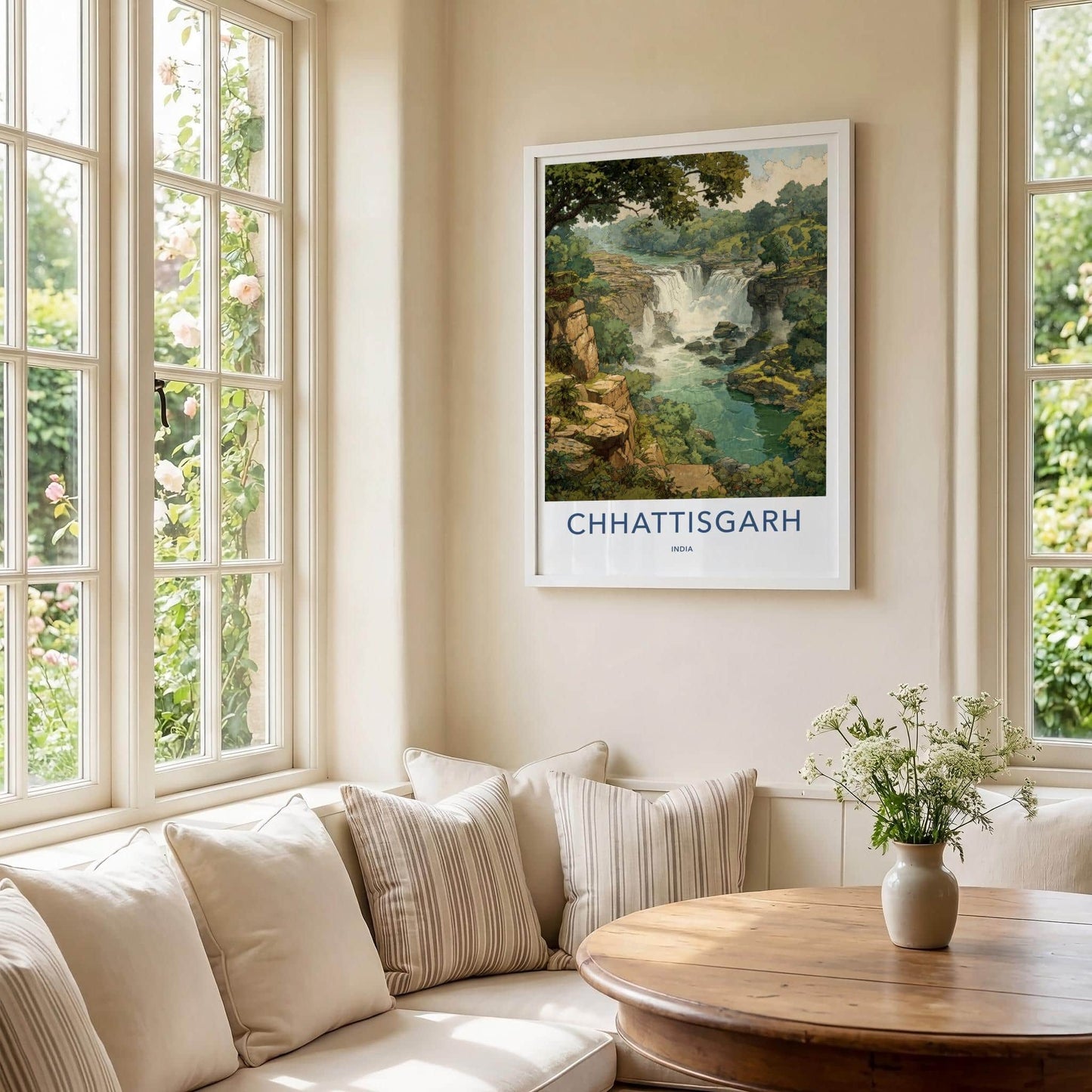 Chhattisgarh Poster - India Travel Art - Chhattisgarh Lush Green Falls Home Decor