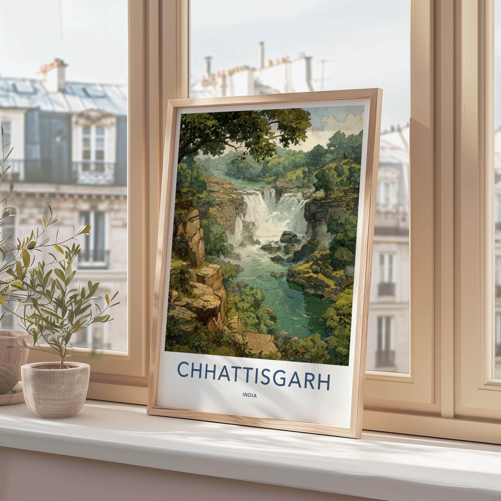 Chhattisgarh Poster - India Travel Art - Chhattisgarh Lush Green Falls Home Decor