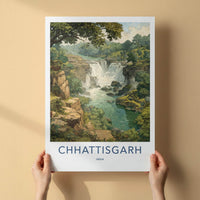 Chhattisgarh Poster - India Travel Art - Chhattisgarh Lush Green Falls Home Decor