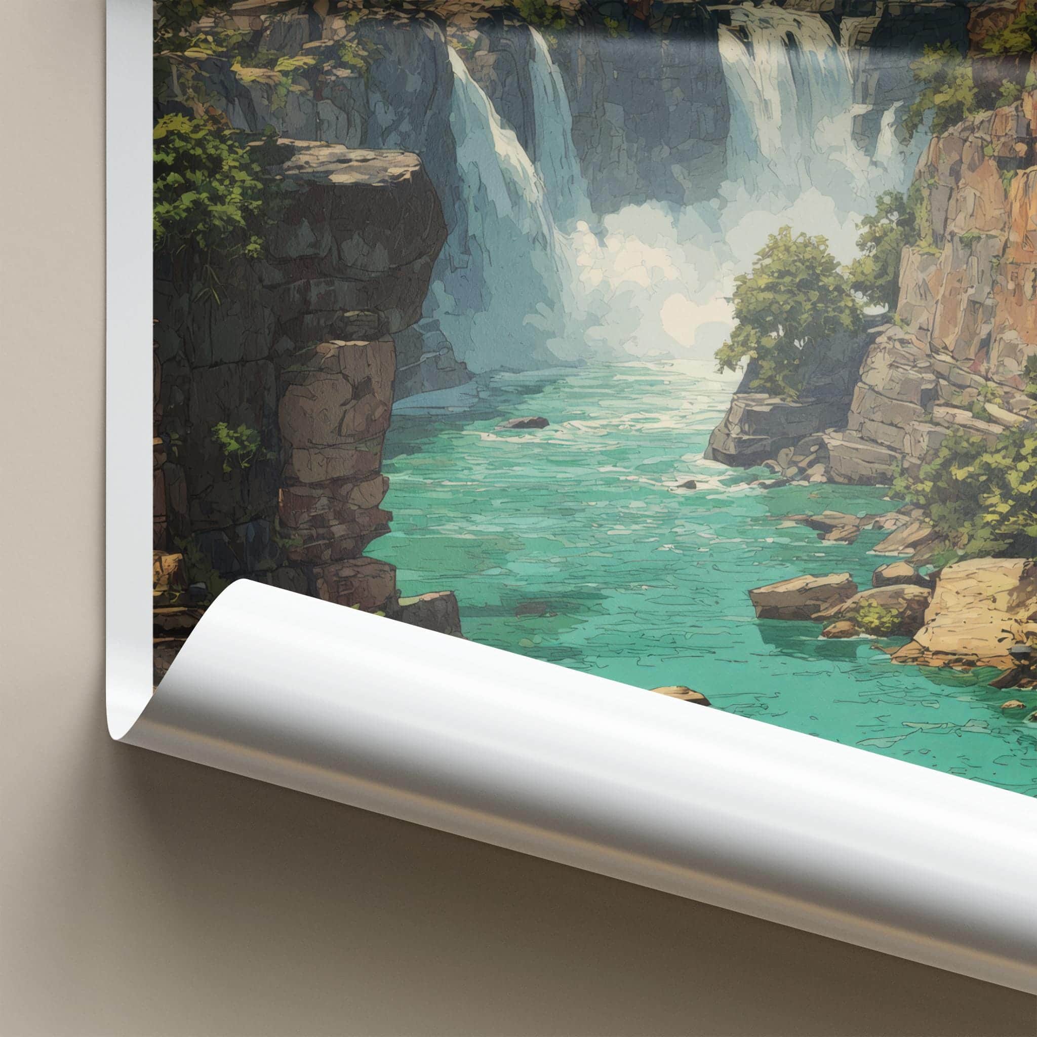 Chhattisgarh Poster - India Travel Art - Chhattisgarh Rocky Gorge Waterfalls Home Decor