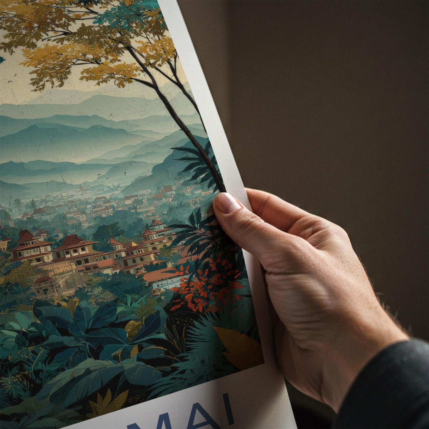 Chiang Mai Poster - Thailand Travel Art - Golden Temple Jungle Home Decor
