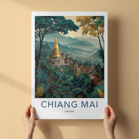 Chiang Mai Poster - Thailand Travel Art - Golden Temple Jungle Home Decor