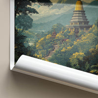 Chiang Mai Poster - Thailand Travel Art - Golden temple peaks Home Decor