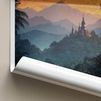 Chiang Mai Poster - Thailand Travel Art - Jungle Temple Sunset Home Decor