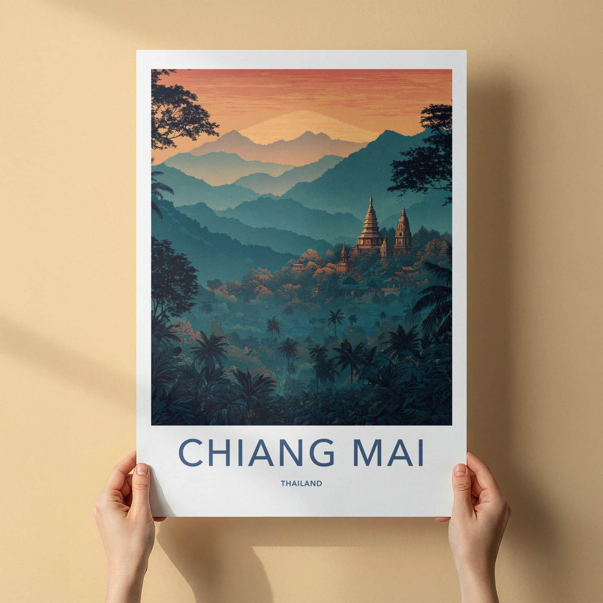 Chiang Mai Poster - Thailand Travel Art - Lush Jungle Temples Home Decor