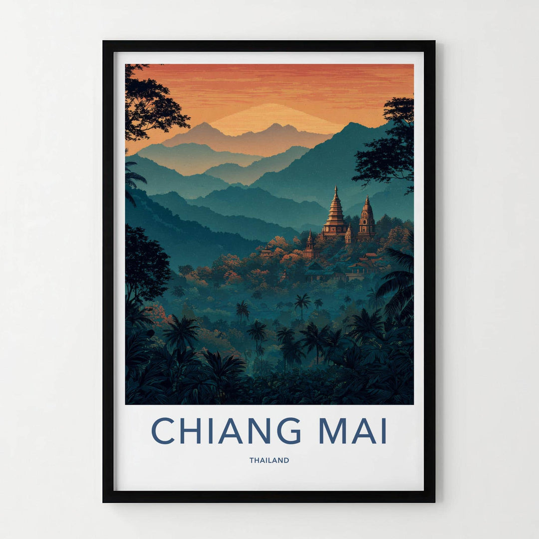 Chiang Mai Poster - Thailand Travel Art - Lush Jungle Temples Home Decor