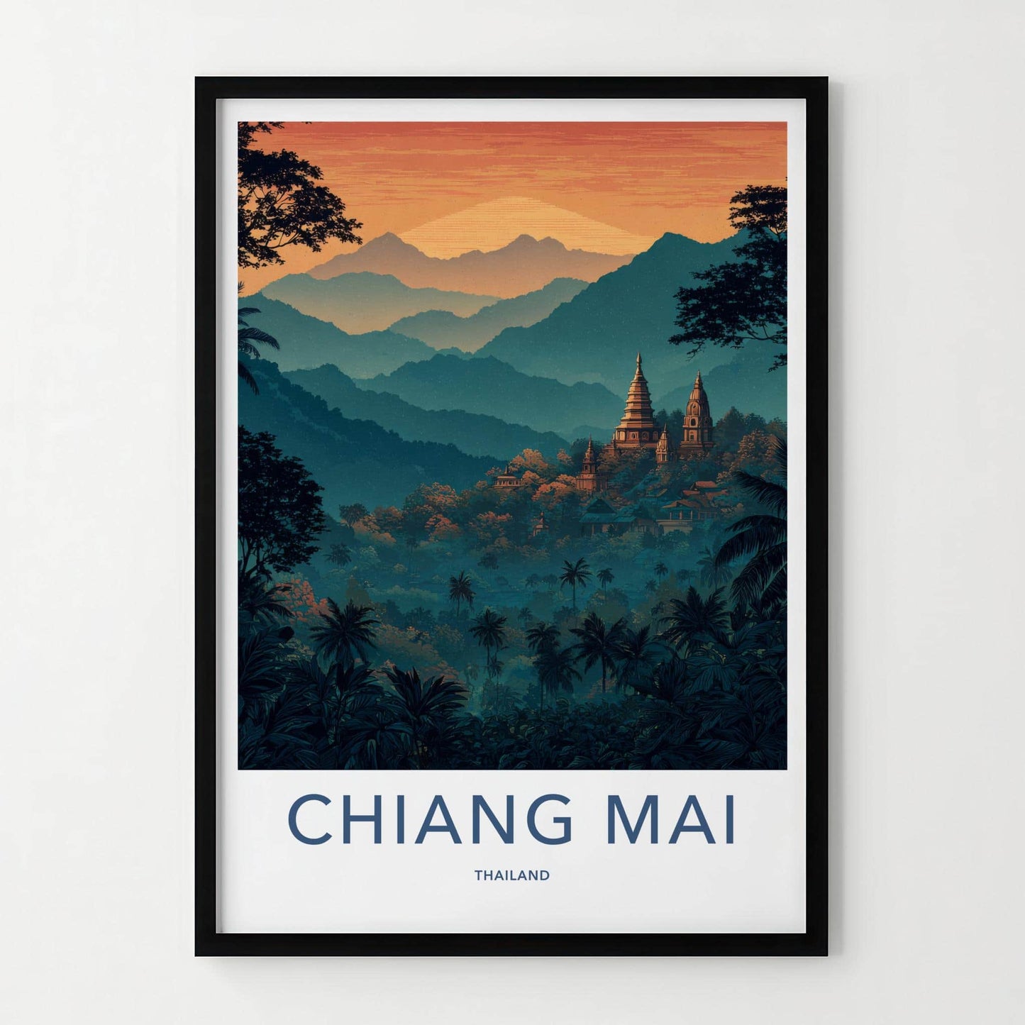 Chiang Mai Poster - Thailand Travel Art - Lush Jungle Temples Home Decor
