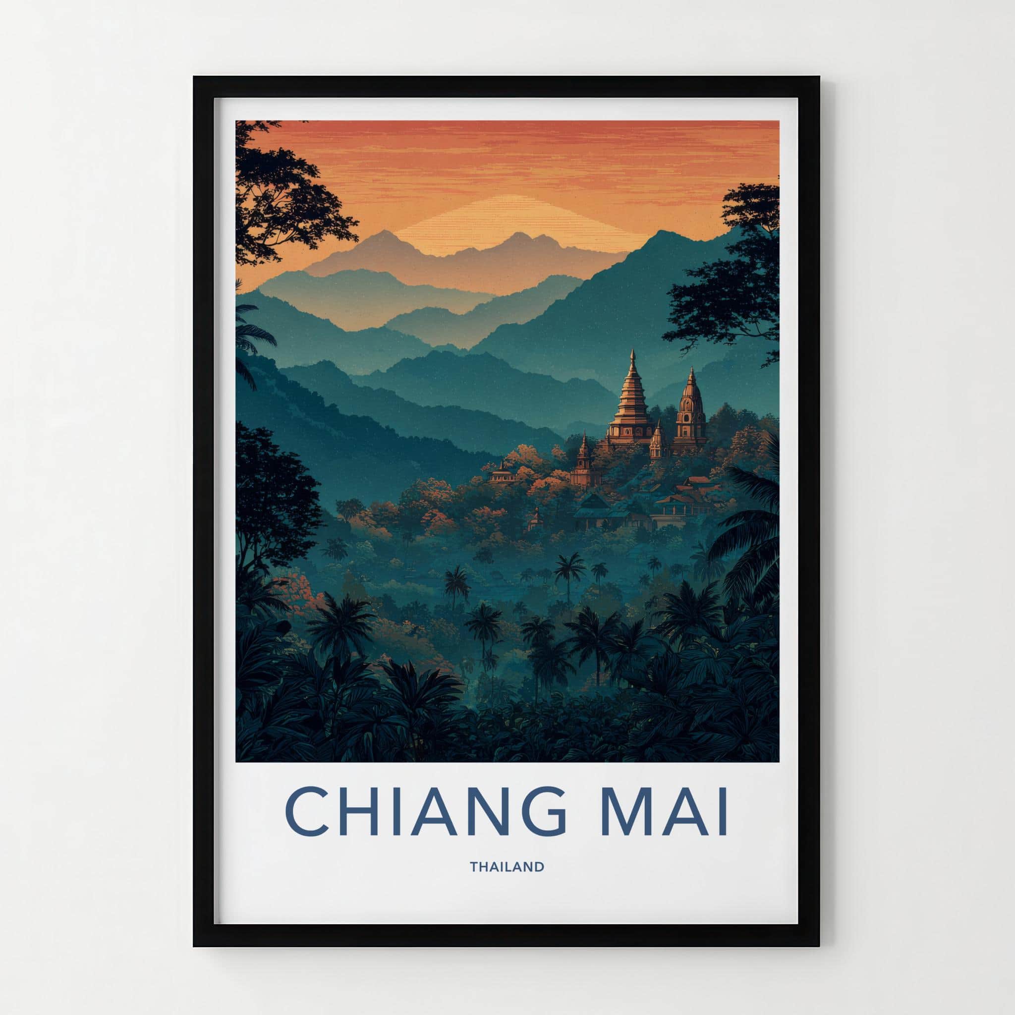 Chiang Mai Poster - Thailand Travel Art - Lush Jungle Temples Home Decor