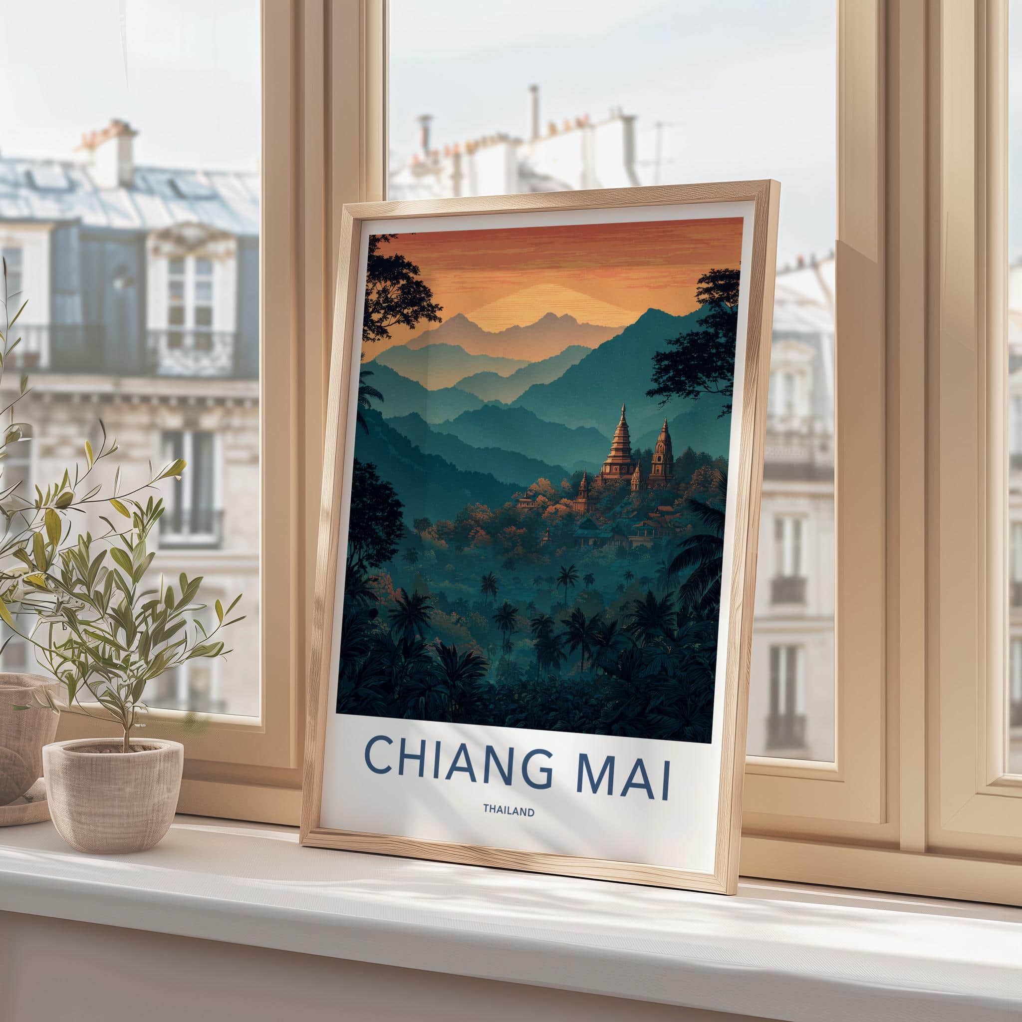 Chiang Mai Poster - Thailand Travel Art - Lush Jungle Temples Home Decor