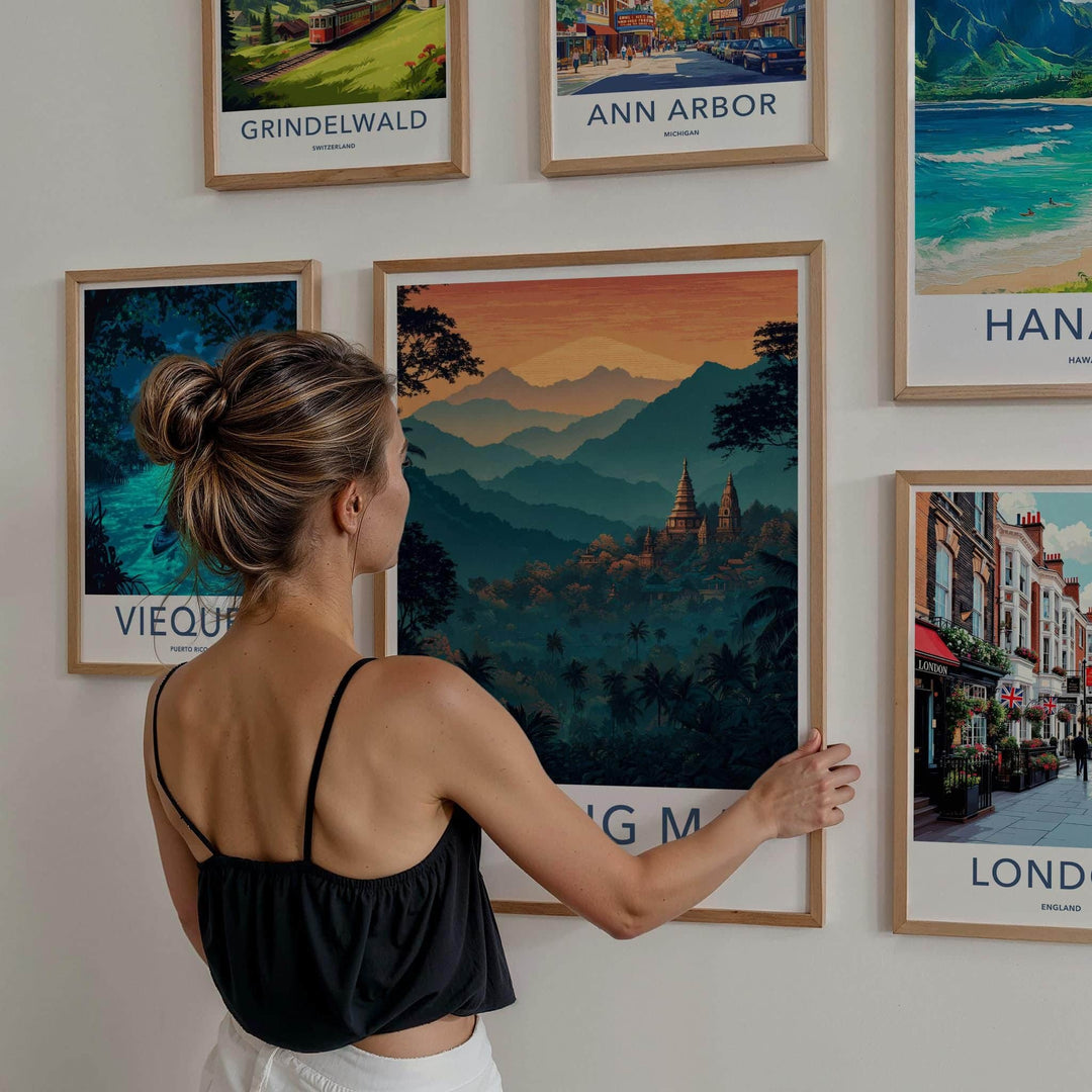 Chiang Mai Poster - Thailand Travel Art - Lush Jungle Temples Home Decor