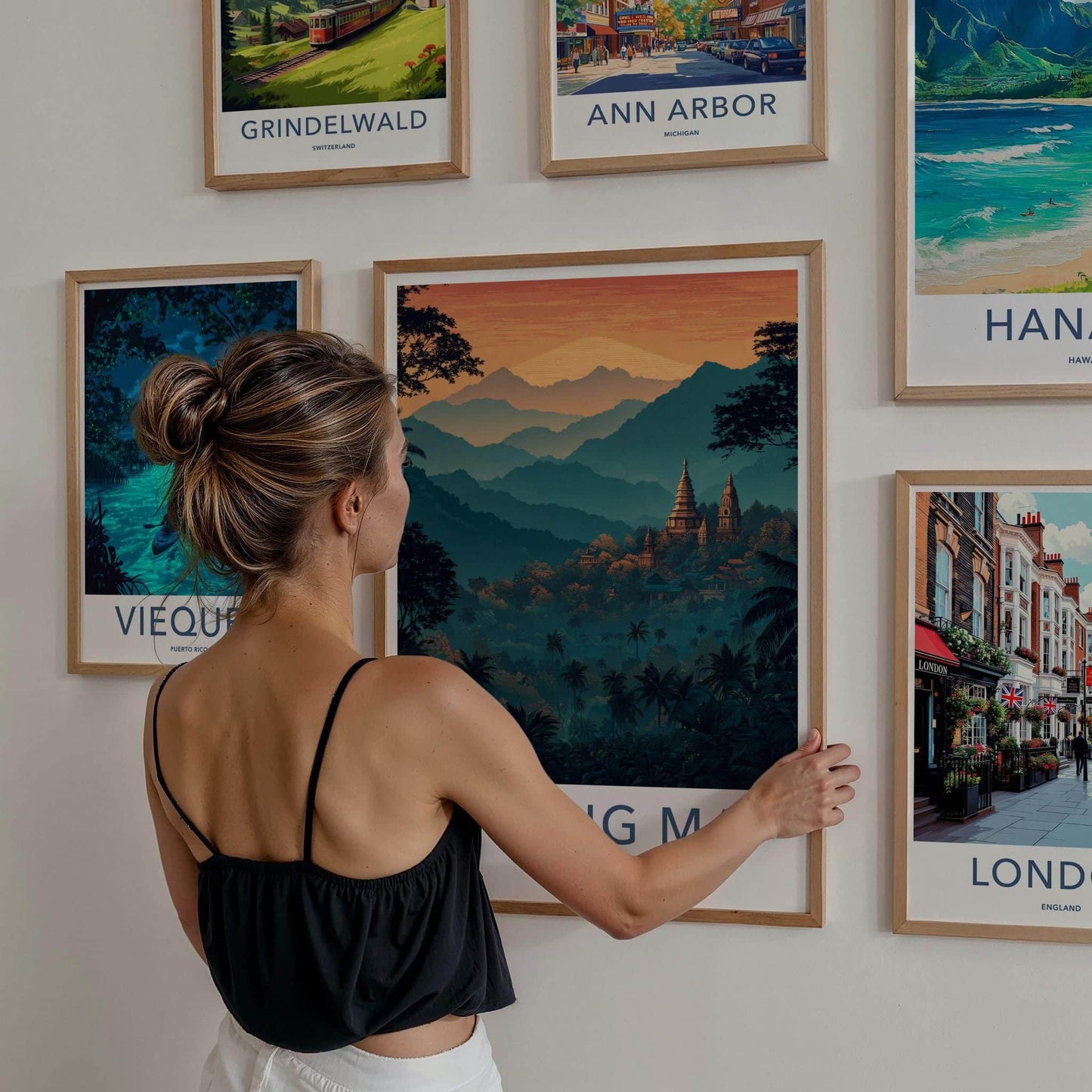 Chiang Mai Poster - Thailand Travel Art - Lush Jungle Temples Home Decor