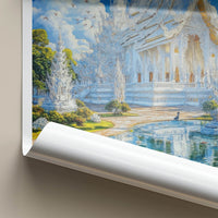 Chiang Rai Poster - Thailand Travel Art - Ornate White Temple Home Decor