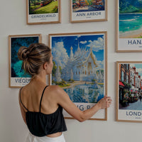 Chiang Rai Poster - Thailand Travel Art - Ornate White Temple Home Decor