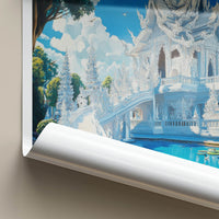 Chiang Rai Poster - Thailand Travel Art - Ornate White Temple Wall Decor