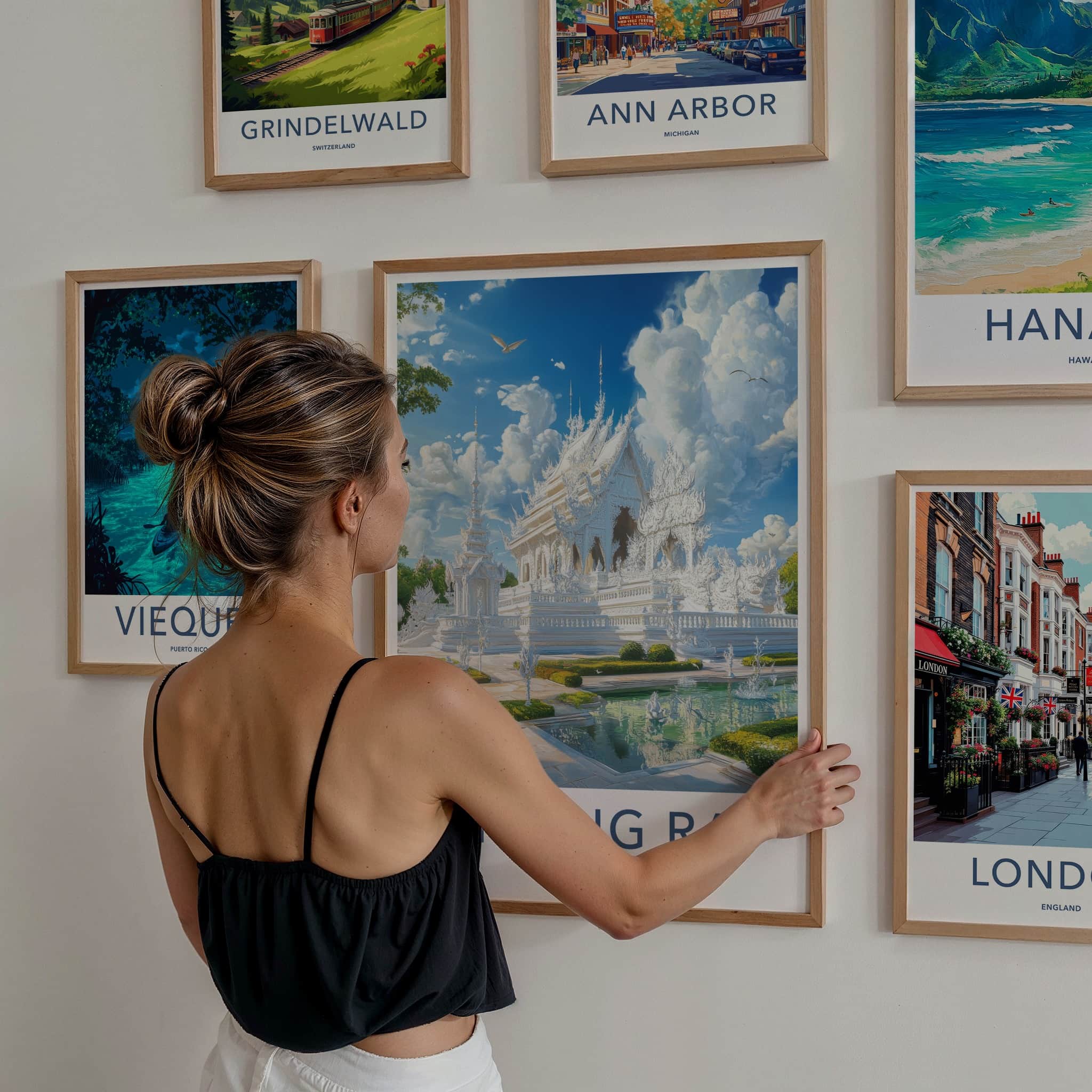 Chiang Rai Poster - Thailand Travel Art - Ornate White Temple Wall Decor