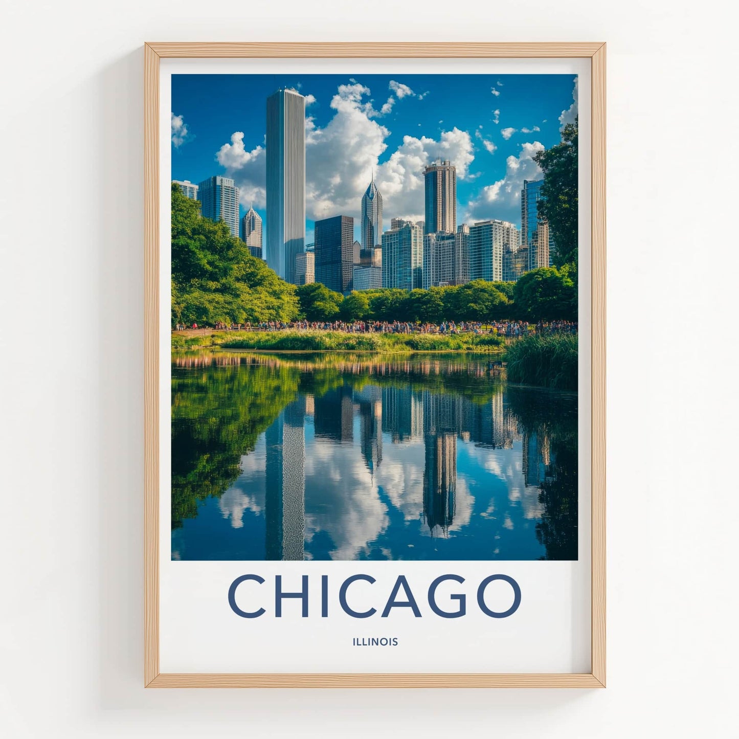 Chicago Poster - Illinois Art Print - City Skyline Reflection Home Decor