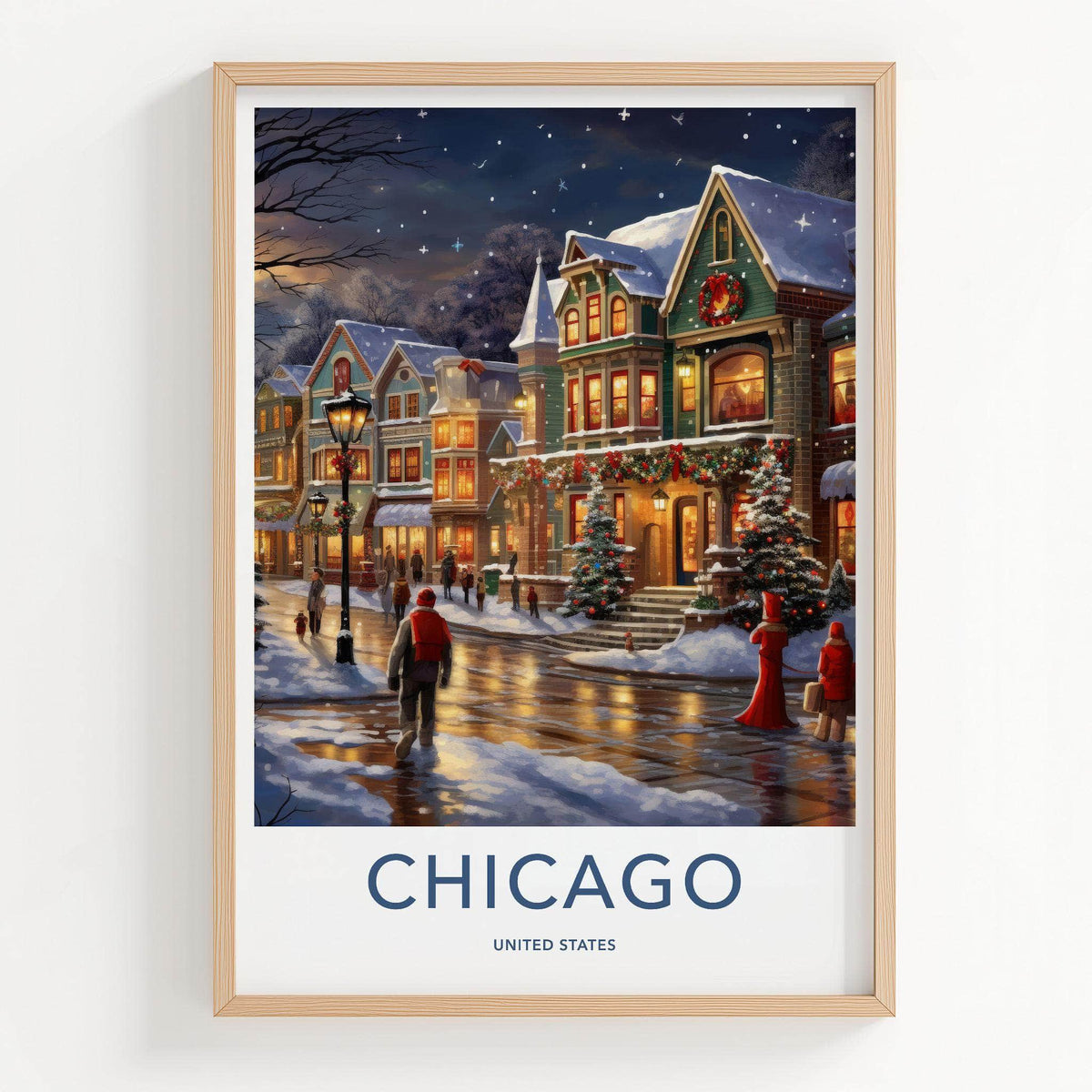 Chicago Wall Art - Winter Scene Art With Victorian Architecture