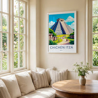 Chichen Itza Poster - Mexico Travel Art - Ancient Maya Temple Home Decor