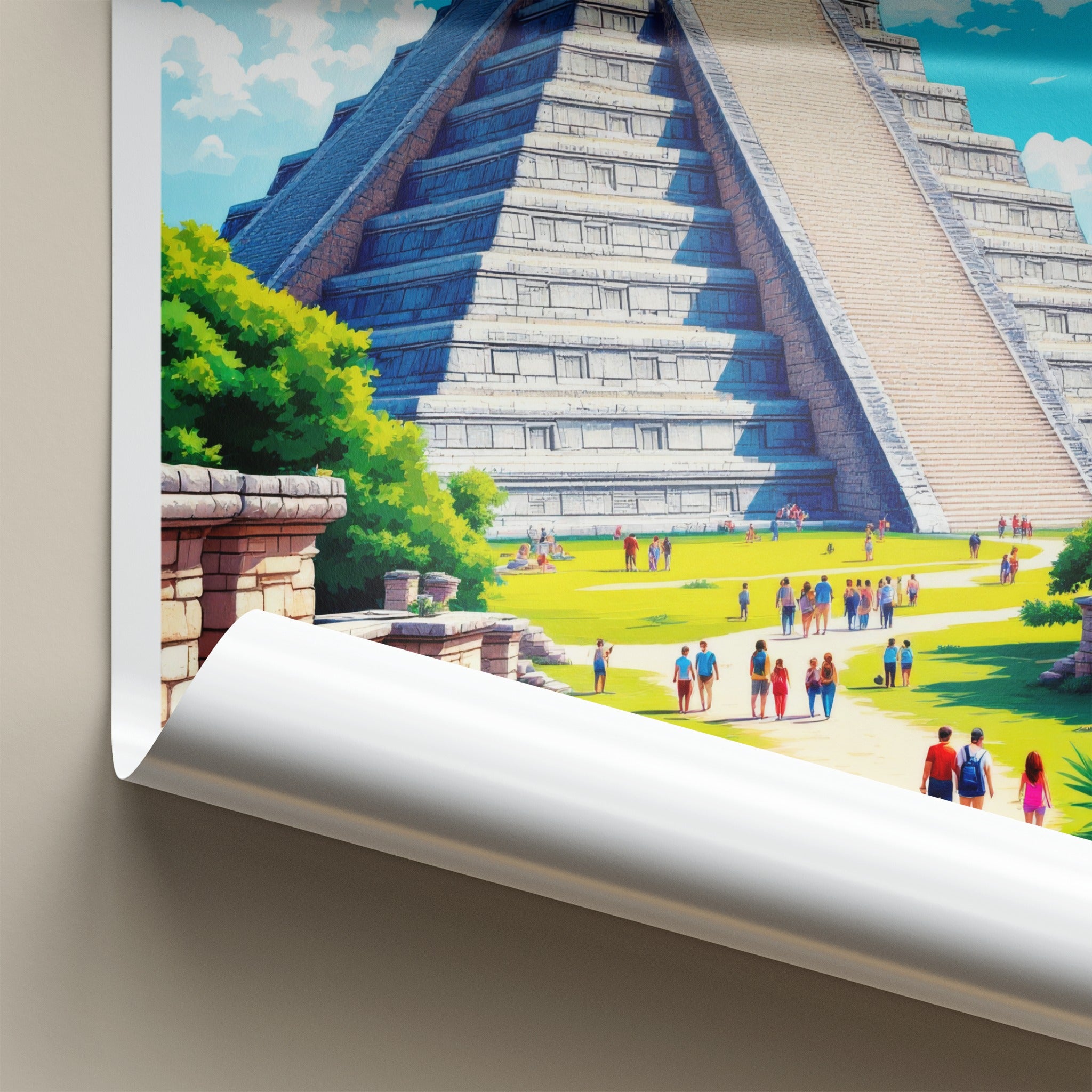 Chichen Itza Poster - Mexico Travel Art - Ancient Maya Temple Home Decor