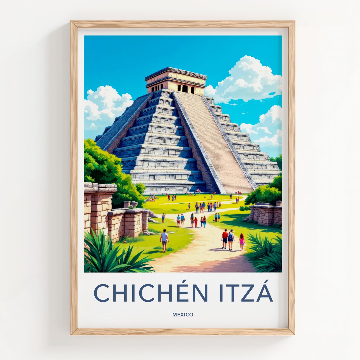 Chichen Itza Poster - Mexico Travel Art - Ancient Maya Temple Home Decor