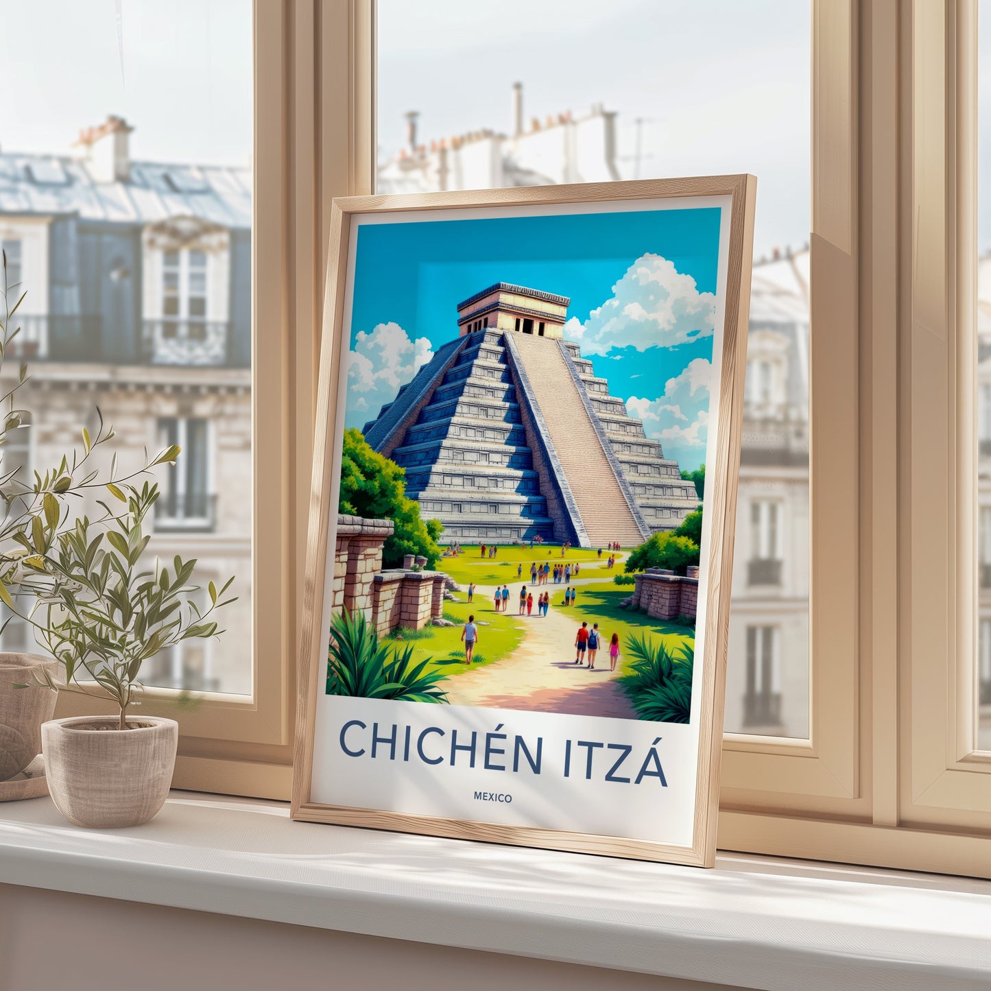 Chichen Itza Poster - Mexico Travel Art - Ancient Maya Temple Home Decor