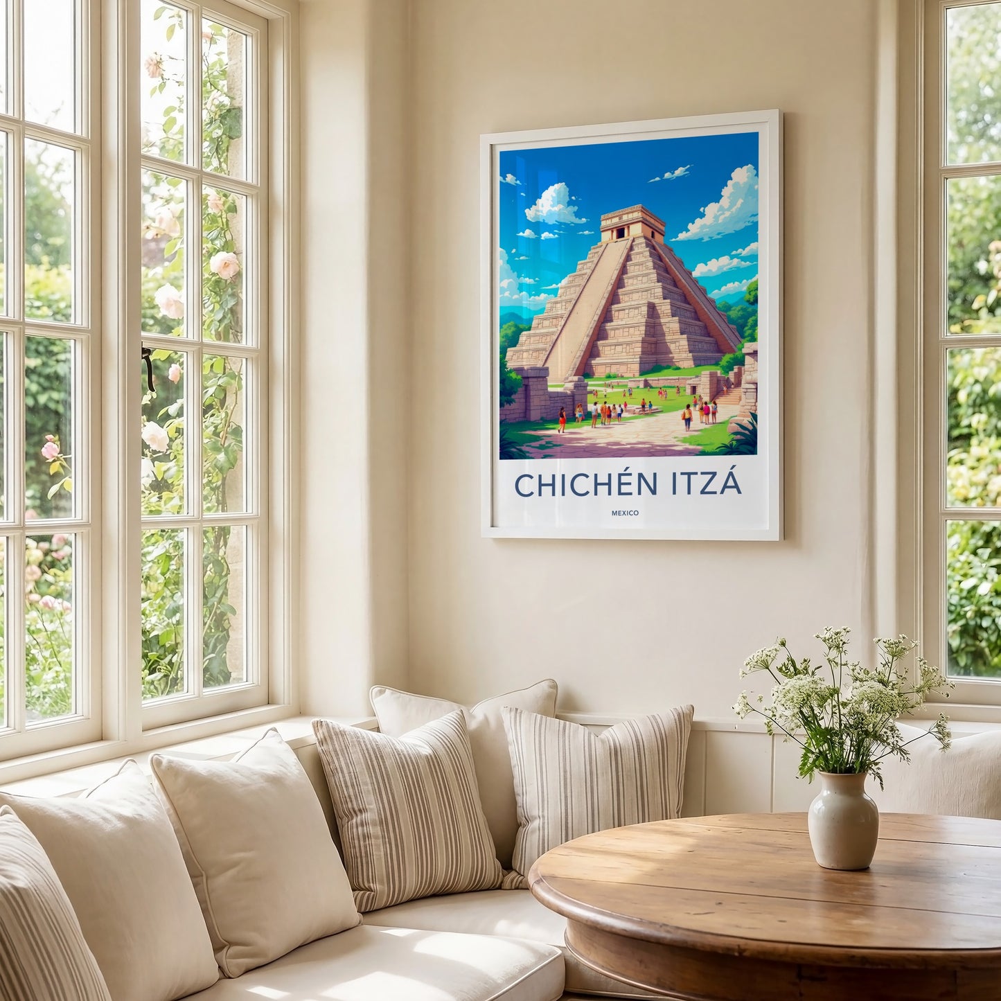 Chichen Itza Poster - Mexico Travel Art - Ancient Mayan Pyramid Home Decor